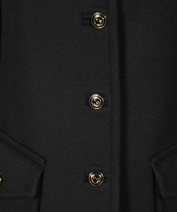 Gucci Black Wool Coat with Interlocking GG Buttons