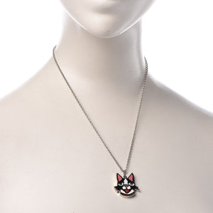 Gucci Enamel Bosco Dog Necklace in Silver