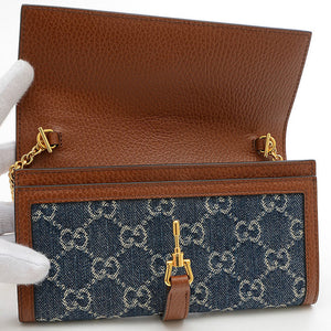 Gucci GG Denim Jackie 1961 Chain Wallet