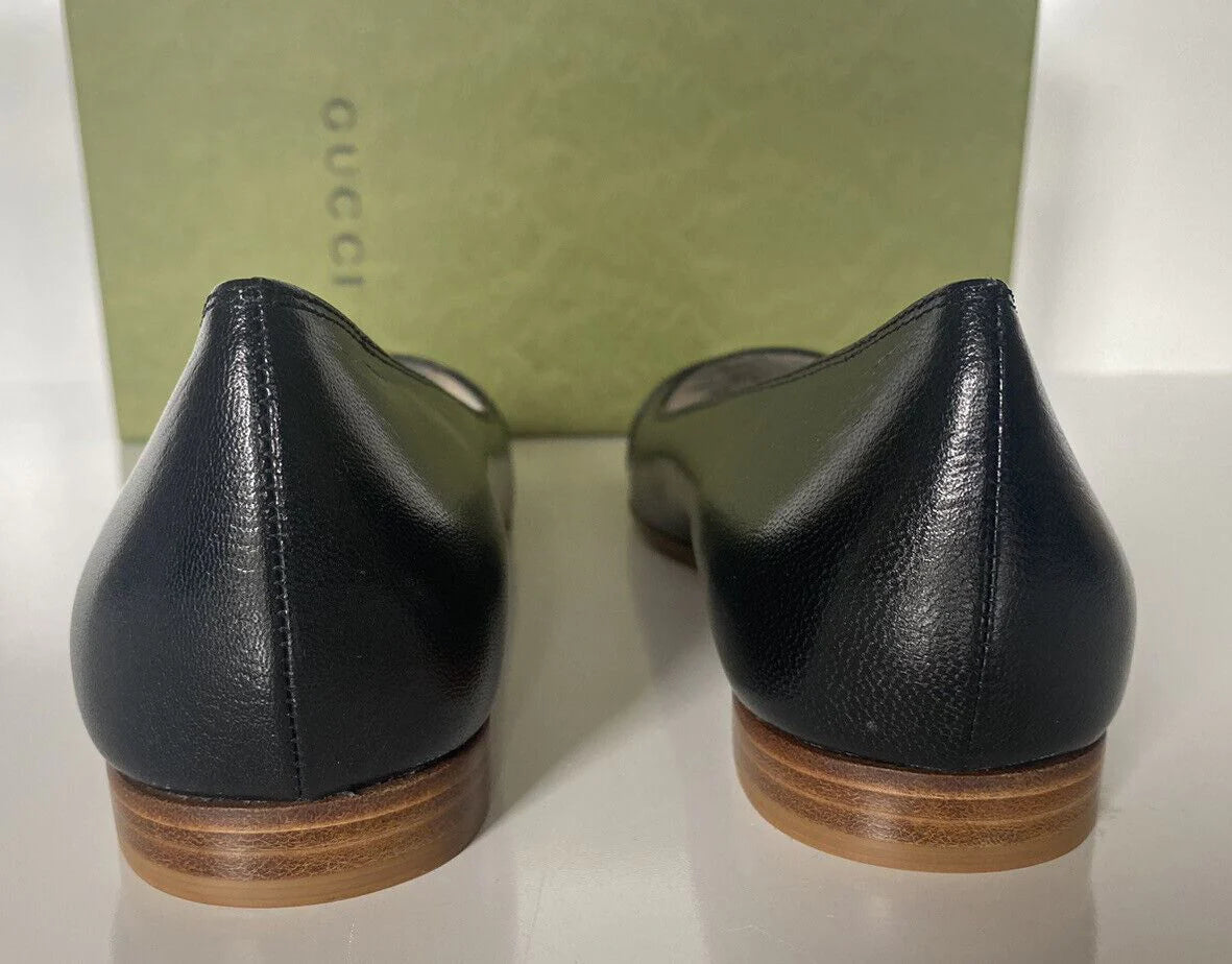 Gucci Leather Ballet Flats in Black with Interlocking GG