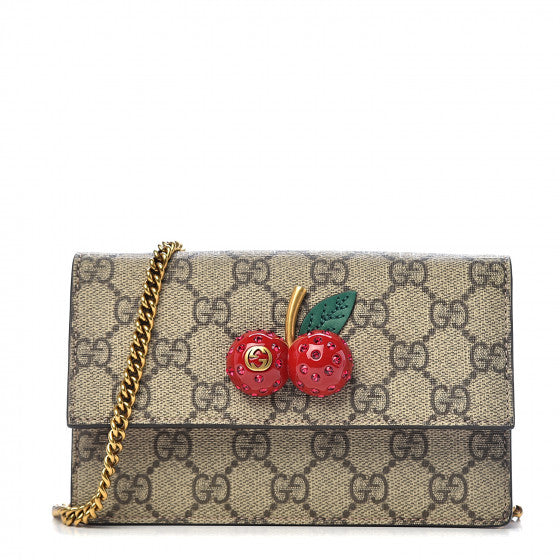 Gucci GG Supreme Mini Bag with Cherries in Beige