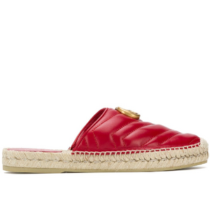 Gucci Leather Espadrille Sandal in Hibiscus Red