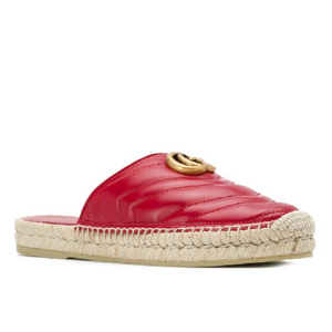 Gucci Leather Espadrille Sandal in Hibiscus Red