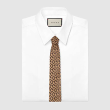 Load image into Gallery viewer, Gucci GG Rhombus Print Silk Tie In Brown