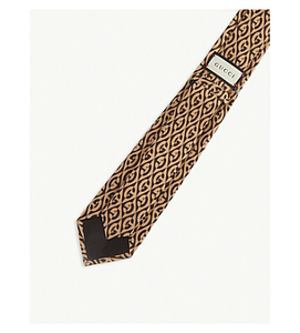 Gucci GG Rhombus Print Silk Tie In Brown