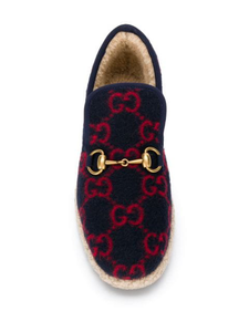 Gucci GG Wool Loafers in Navy