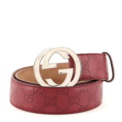 Gucci Red Guccissima Leather Interlocking G Belt Size 85CM Gucci