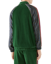 Load image into Gallery viewer, Gucci Bi-material Scarf Print Track Jacket in Green