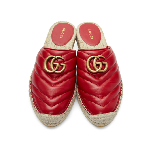Gucci red 2025 leather espadrilles