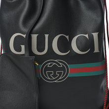 Load image into Gallery viewer, Gucci Logo-Print Drawstring Backpack in Black