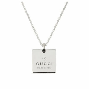 Gucci Logo Square Necklace in Sterling Silver