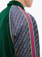 Load image into Gallery viewer, Gucci Bi-material Scarf Print Track Jacket in Green