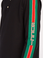 Load image into Gallery viewer, Gucci Web-stripe Detail Long Sleeve Polo in Black