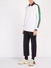 Load image into Gallery viewer, Gucci Web-stripe Detail Long Sleeve Polo in White
