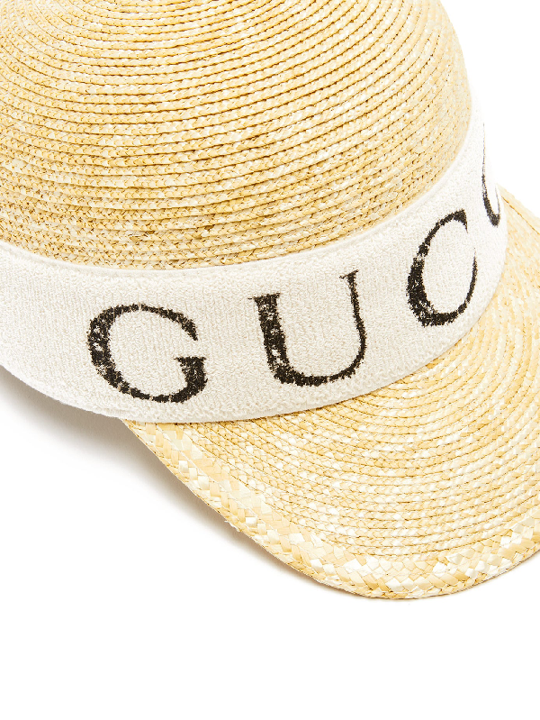 Gucci Logo-print Straw Baseball Cap in White –