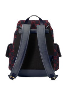 Gucci GG Monogram Print Wool Backpack in Navy