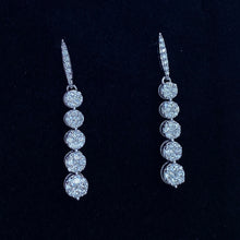 Load image into Gallery viewer, Diamond Cluster Linear Earrings in 14K White Gold 1.0 TCW