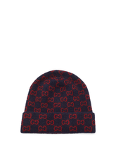 Load image into Gallery viewer, Gucci GG Wool Hat In Midnight Blue and Red