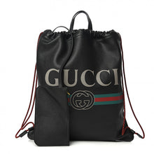 Load image into Gallery viewer, Gucci Logo-Print Drawstring Backpack in Black