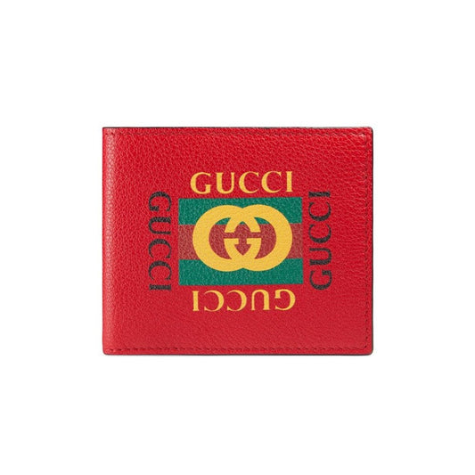 Gucci Print Leather Mini Bi-fold Wallet in Red