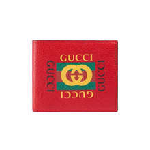Load image into Gallery viewer, Gucci Print Leather Mini Bi-fold Wallet in Red