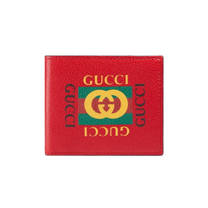 Gucci Print Leather Mini Bi-fold Wallet in Red
