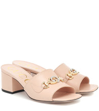 Load image into Gallery viewer, Gucci Horse-bit Detail Square Toe Sandals in Rose Pink