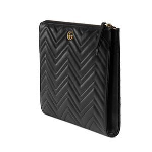 Pouch - Black Quilted Leather GG Marmont Wristlet Clutch Bag