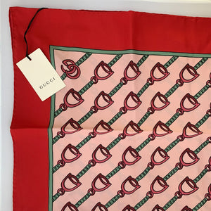 Gucci Reign Horse-bit Silk Twill Scarf in Pink