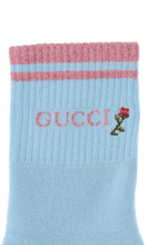 Load image into Gallery viewer, Gucci Rose-embroidered Cotton Ankle Socks in Blue