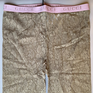 Gucci Floral Lace Tights in Tan