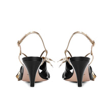 Load image into Gallery viewer, Gucci Leather Mid-heel Sandal With Bow in Black