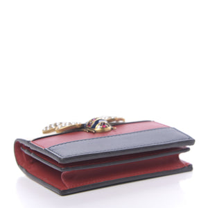 Gucci Queen Margaret Card Case in White, Blue, and Red