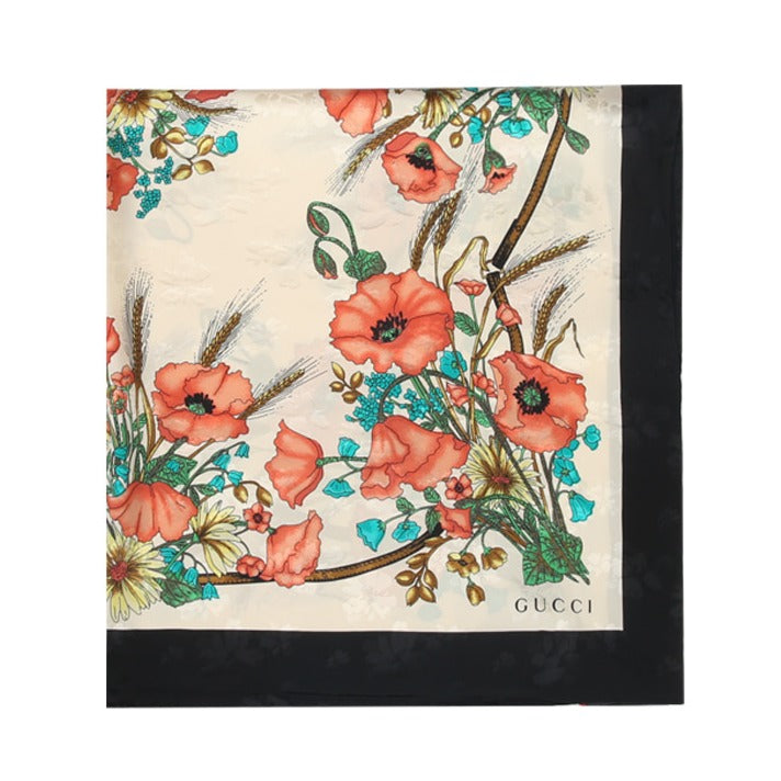 Gucci Silk Floral Scarf with Slight Shimmer