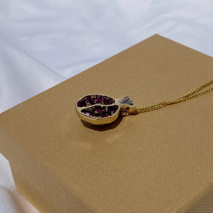 Gavriel 14K White and Gold Pomegranate Necklace with Garnets