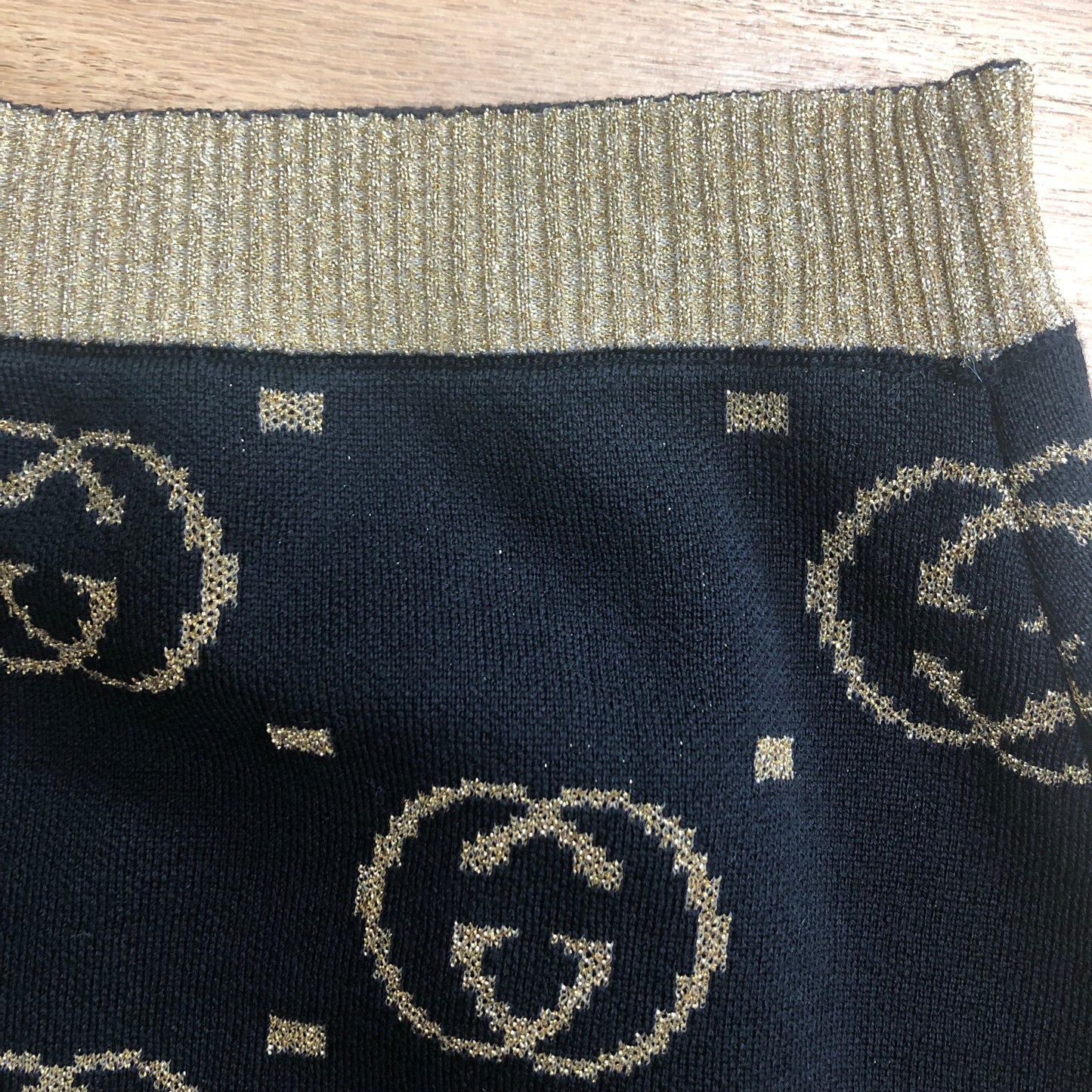 Gucci A Line Skirt in Black with Gold Lamé