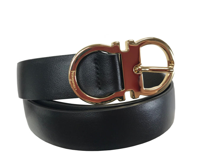 Salvatore Ferragamo Gancini Buckle Belt in Nero