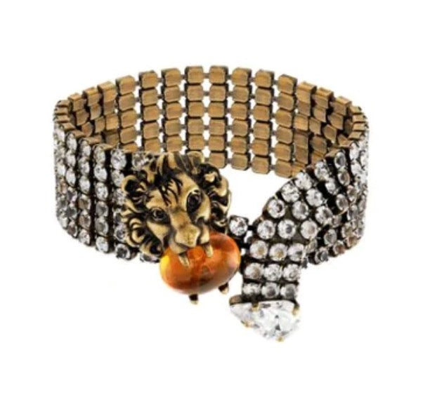 Gucci Crystal Lion Head Bracelet