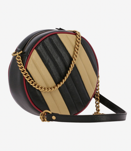 Gucci GG Mini Marmont Round Shoulder Bag in Beige and Black