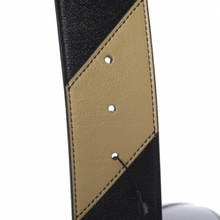 Load image into Gallery viewer, GUCCI Calfskin Striped Textured Double G Belt Black Beige