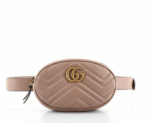 Gucci GG Marmont Matelassé Leather Belt Bag in Pink