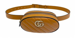 Gucci GG Marmont Matelasse Leather Belt Bag in Cognac