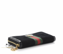 Load image into Gallery viewer, GUCCI Suede Patent GG Web Ophidia Zip Around Wallet in Black
