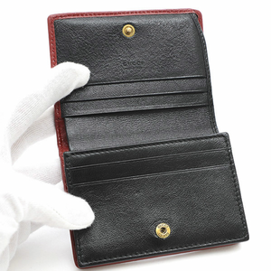 Gucci Interlocking GG Card Case in Black with Red Trim