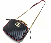 Load image into Gallery viewer, Gucci Black Matelassé Leather GG Marmont Bamboo Small Bag