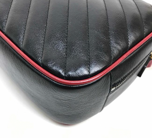 Gucci Black Matelassé Leather GG Marmont Bamboo Small Bag