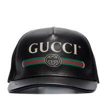Load image into Gallery viewer, Gucci Logo Baseball Cap in Black Leather