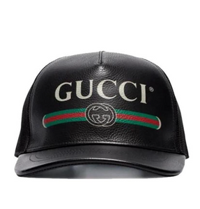 Gucci Logo Baseball Cap in Black Leather