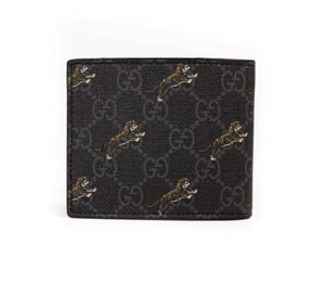 GUCCI GG Black Men's Coin Wallet With Tiger Print