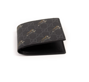GUCCI GG Black Men's Coin Wallet With Tiger Print